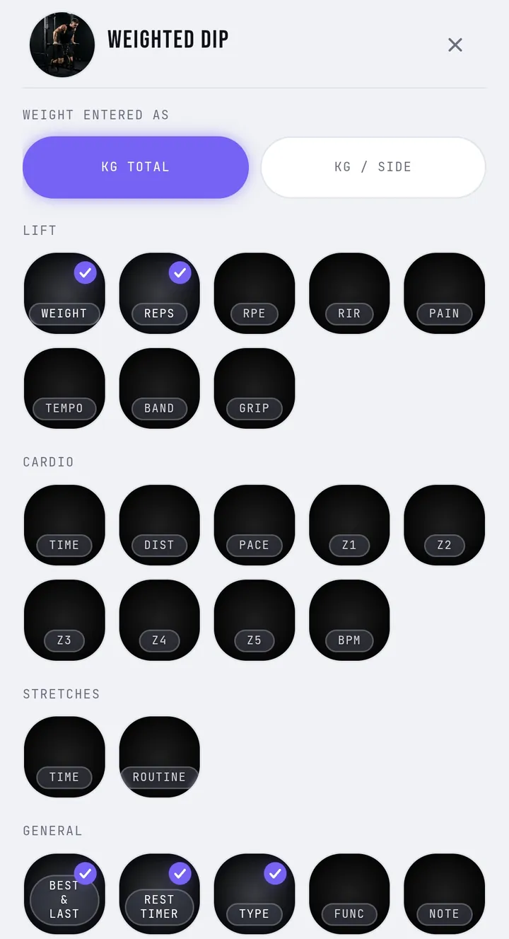 EVERY EXERCISE IS CONFIGURABLE